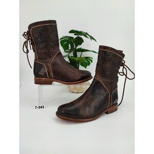 Bed Stu Women's Chesire Brown Leather Lace Up Perforated Panel Boots Size 7.5 US